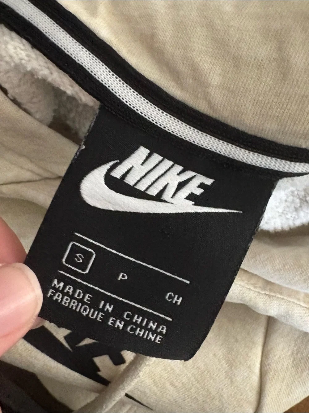Nike Adult Small Beige Creamy Hood Sweatshirt Fits XS Fall Leisure Gym